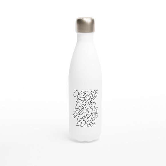 White 17oz Stainless Steel Water Bottle - Picture 4 of 4